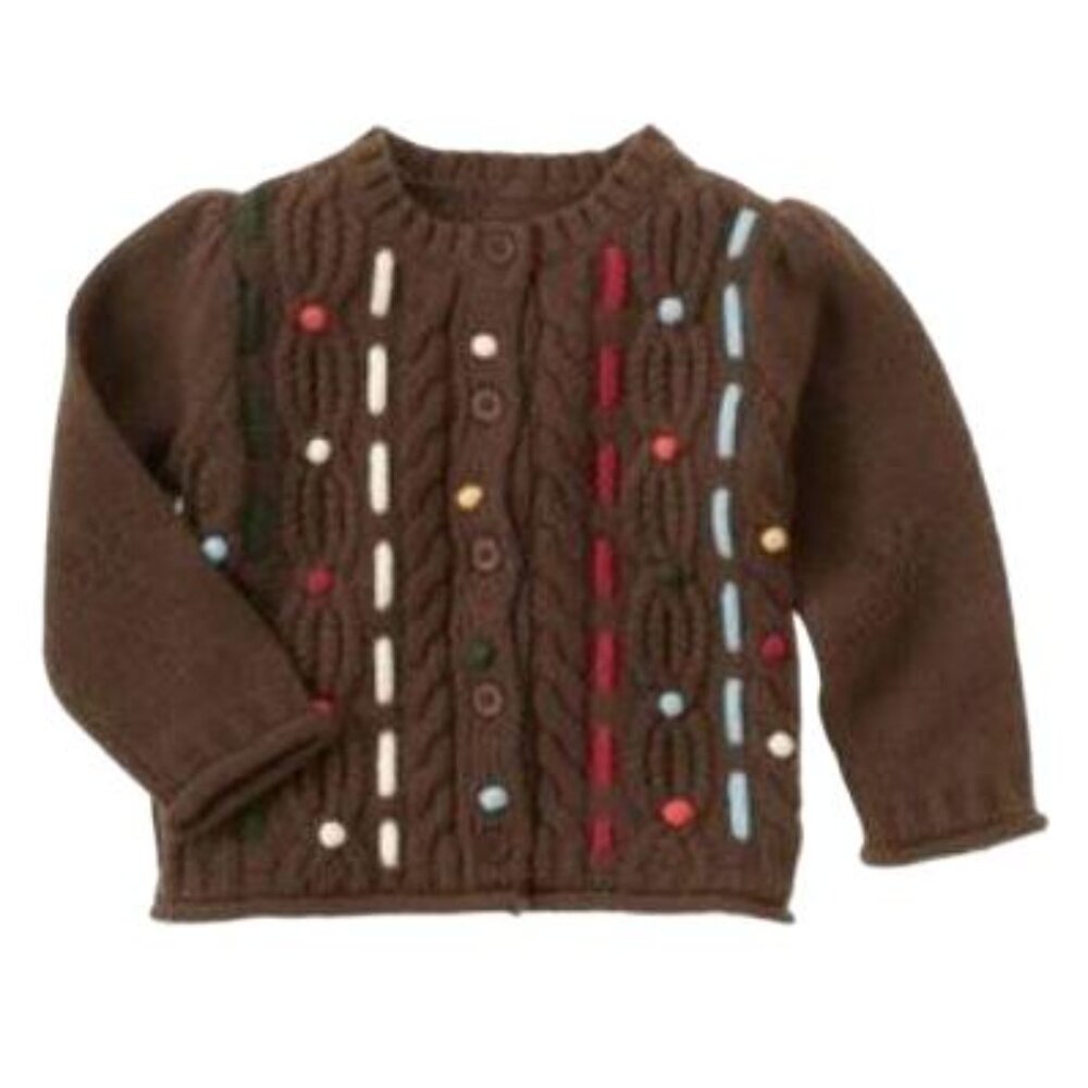 NEW Gymboree girls 3T 3 brown sweater cardigan top red blue dot mountain cabin